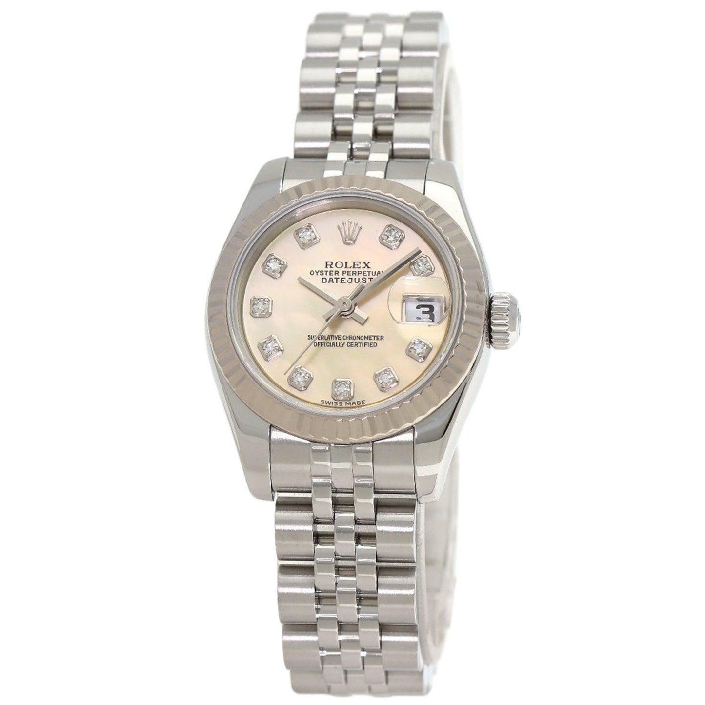 Rolex 179174NG Datejust 10P Diamond Watch Stainless Steel SS K18WG Ladies ROLEX