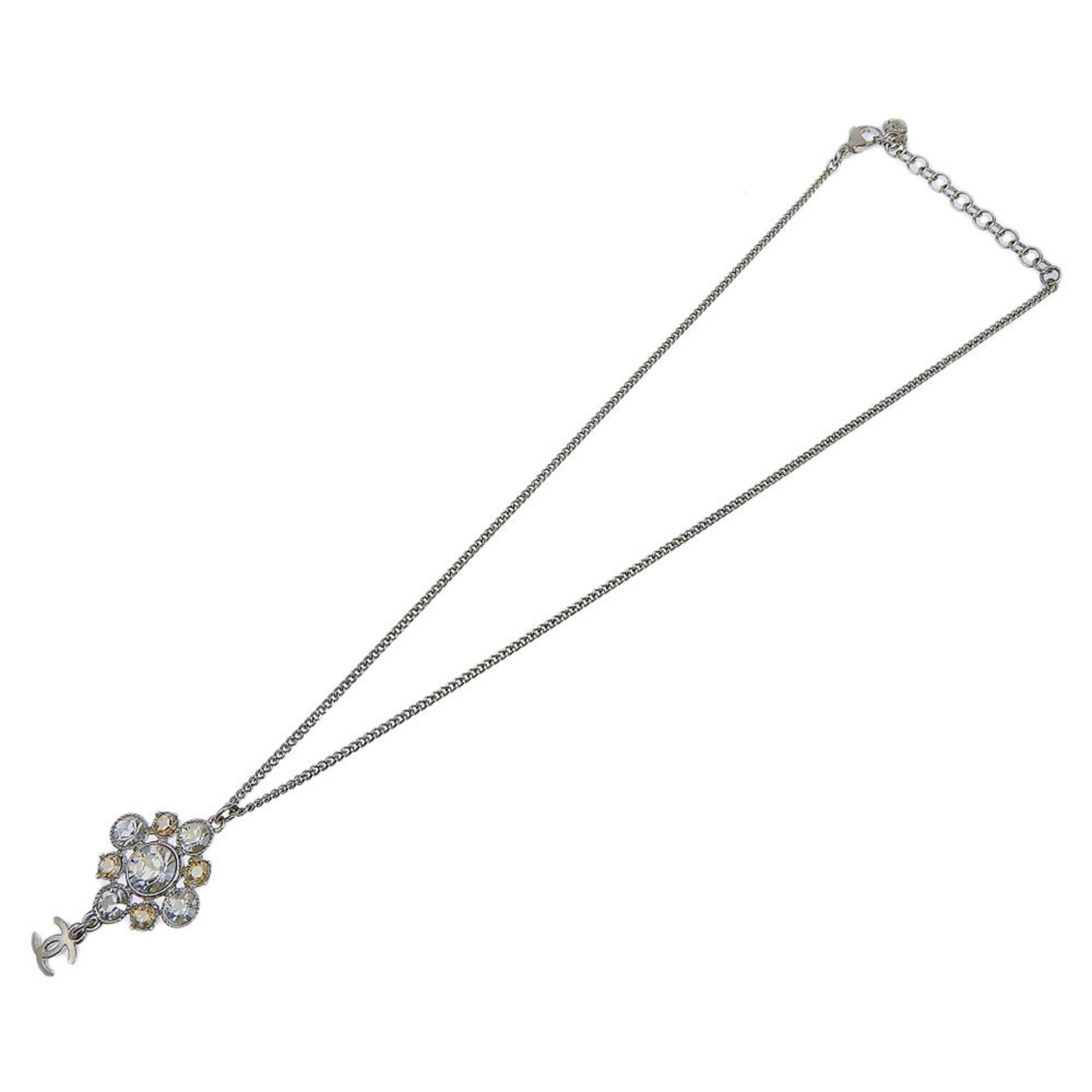 CHANEL Rhinestone Coco Mark Necklace 10V