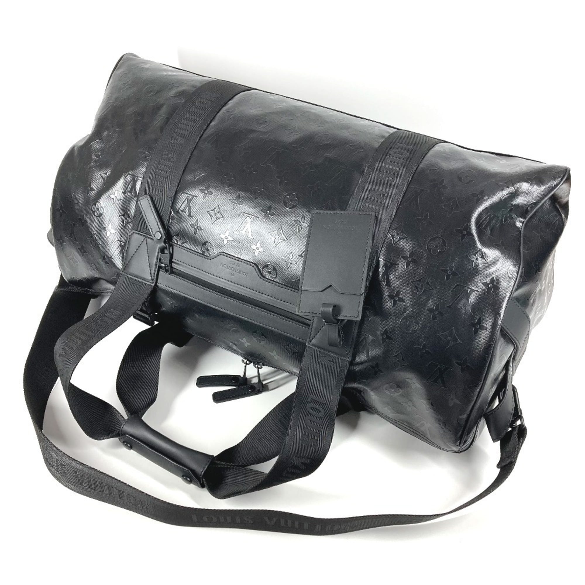 LOUIS VUITTON M23786 LV SKI Monogram Storm Keepall 55 Travel Bag, 2-Way Shoulder Bag/Boston Leather, Men's/Women's, Black, Like New — Like New