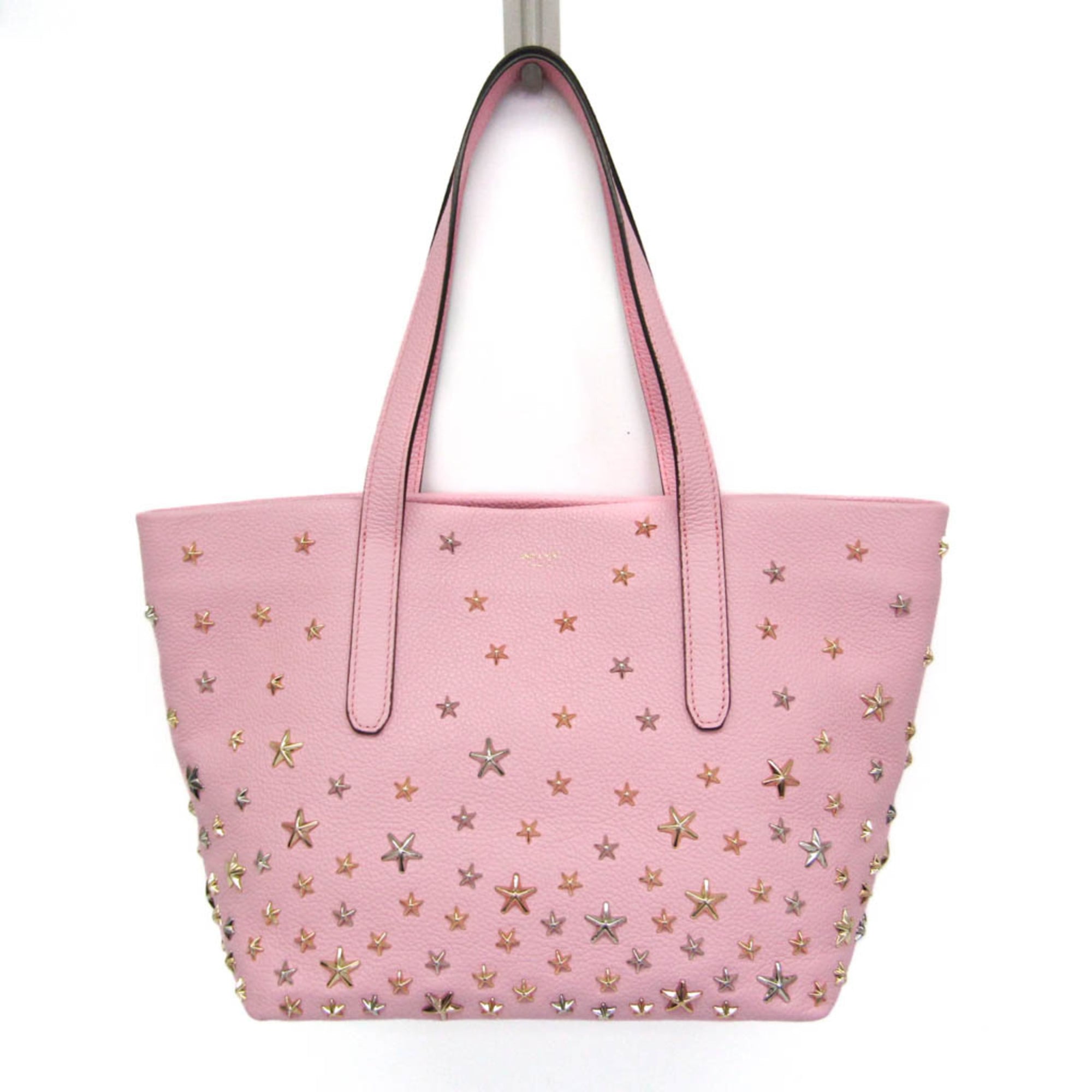 Jimmy Choo Sophia Small Men,Women Leather Studded Tote Bag Pink — Like New
