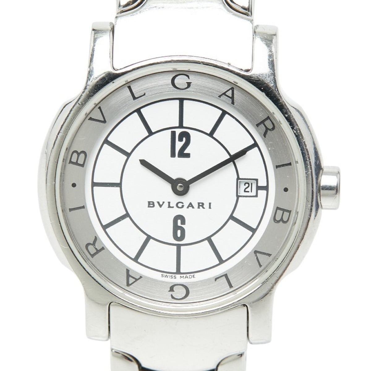 Bulgari Solotempo ST29S Quartz Watch, White Dial, Stainless Steel, Women's, BVLGARI — Good