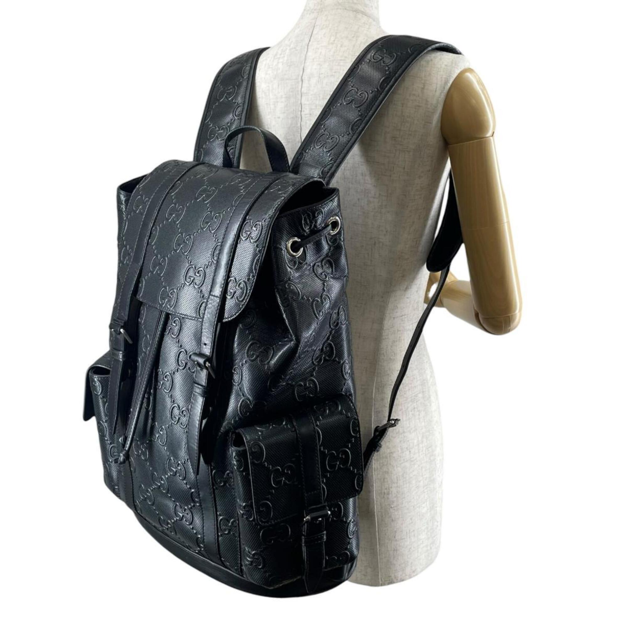 Gucci GUCCI Backpack GG Embossed Leather 625770 Black — Like New