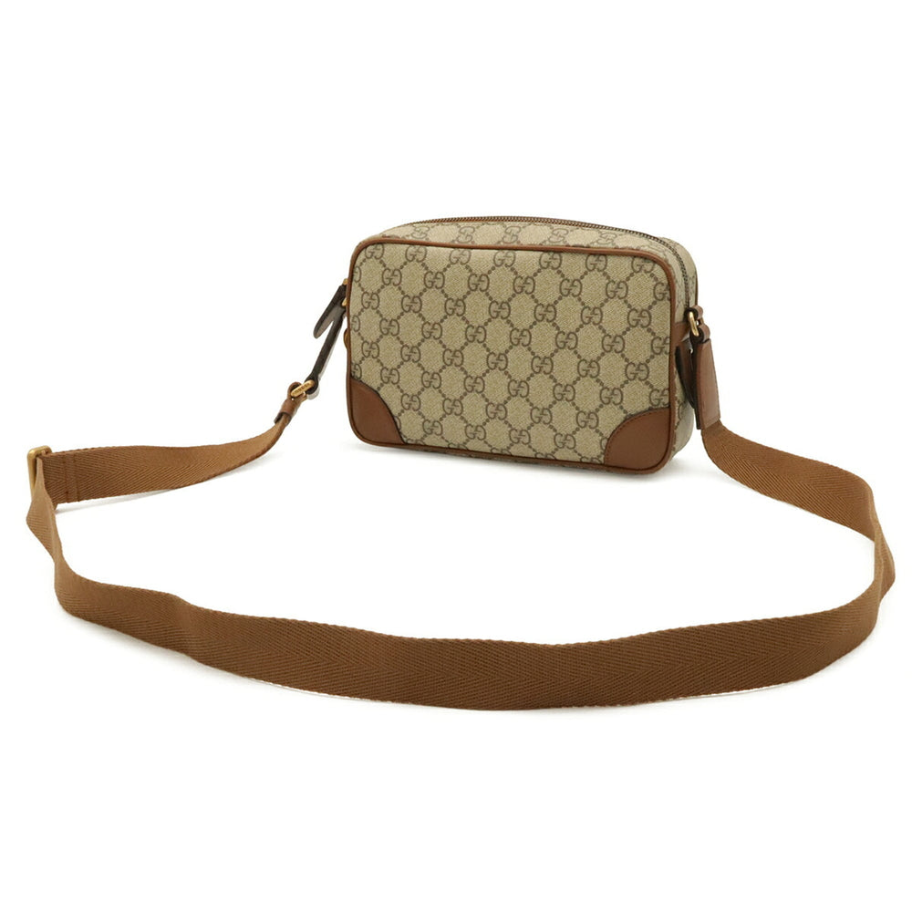 GUCCI GG Emblem Shoulder Bag, Canvas and Leather, Beige/Brown, 821216 — New - Store Return