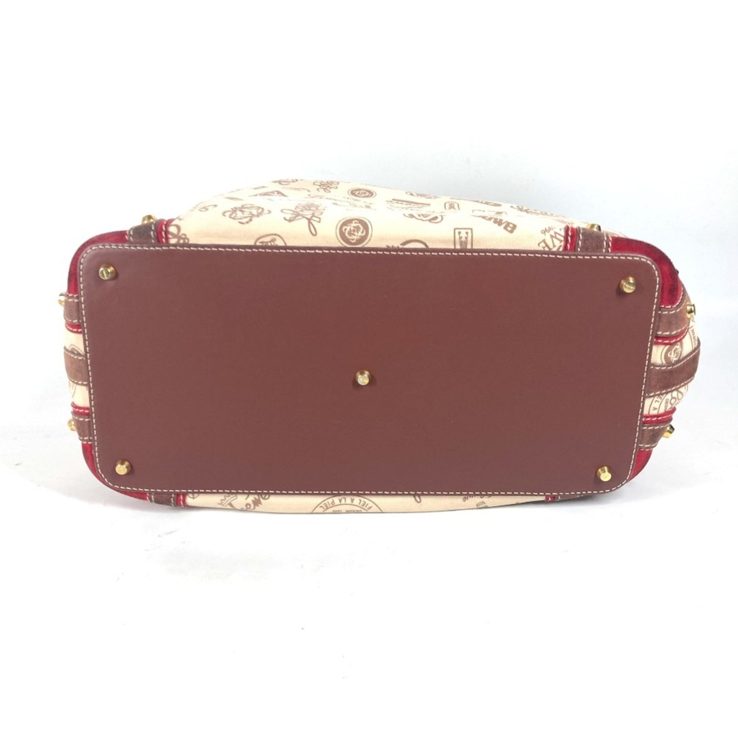 LOEWE 160th Anniversary Logo Anagram Drawstring Bag Shoulder Canvas Leather Women's Beige