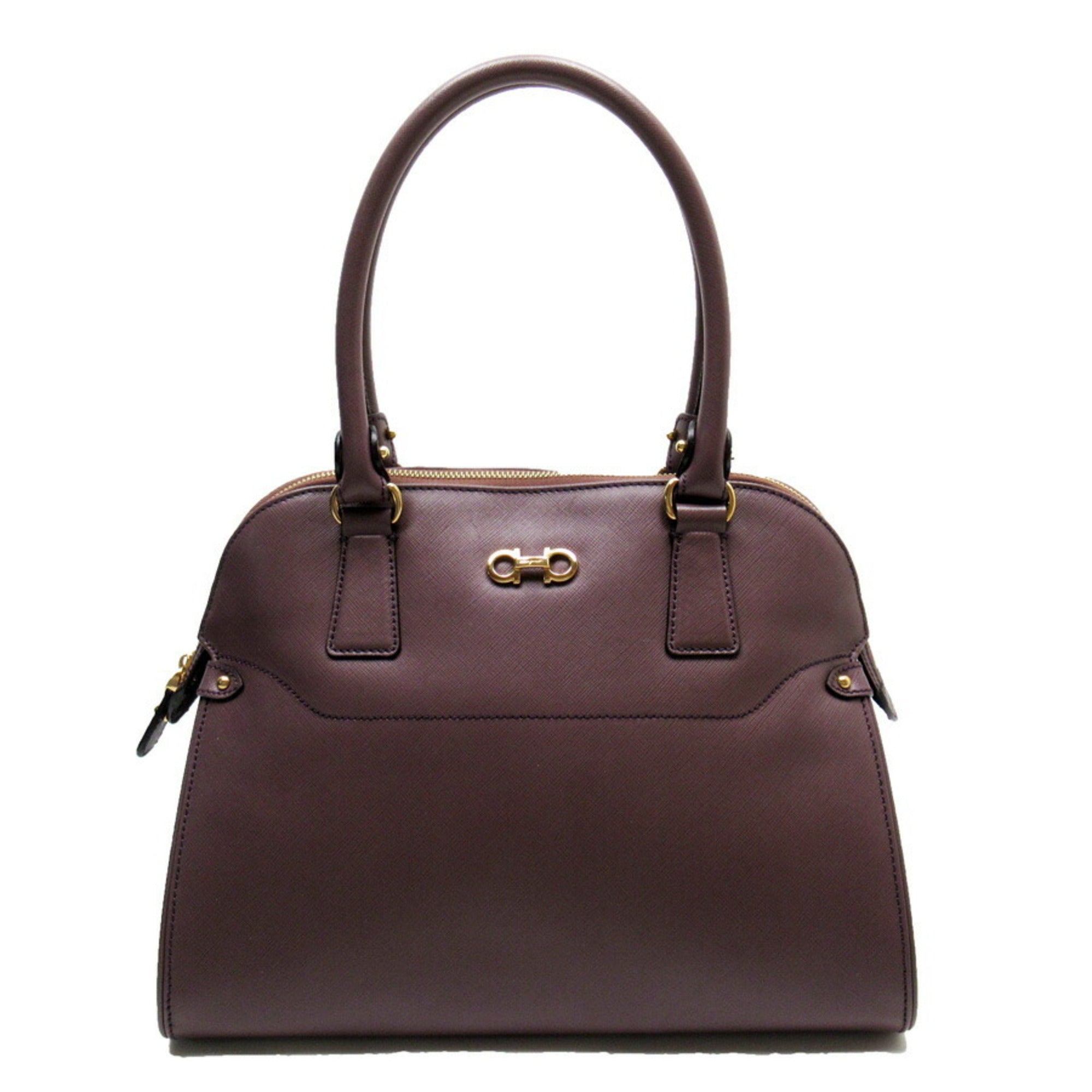 Salvatore Ferragamo Handbag Gancio Purple Gold Leather