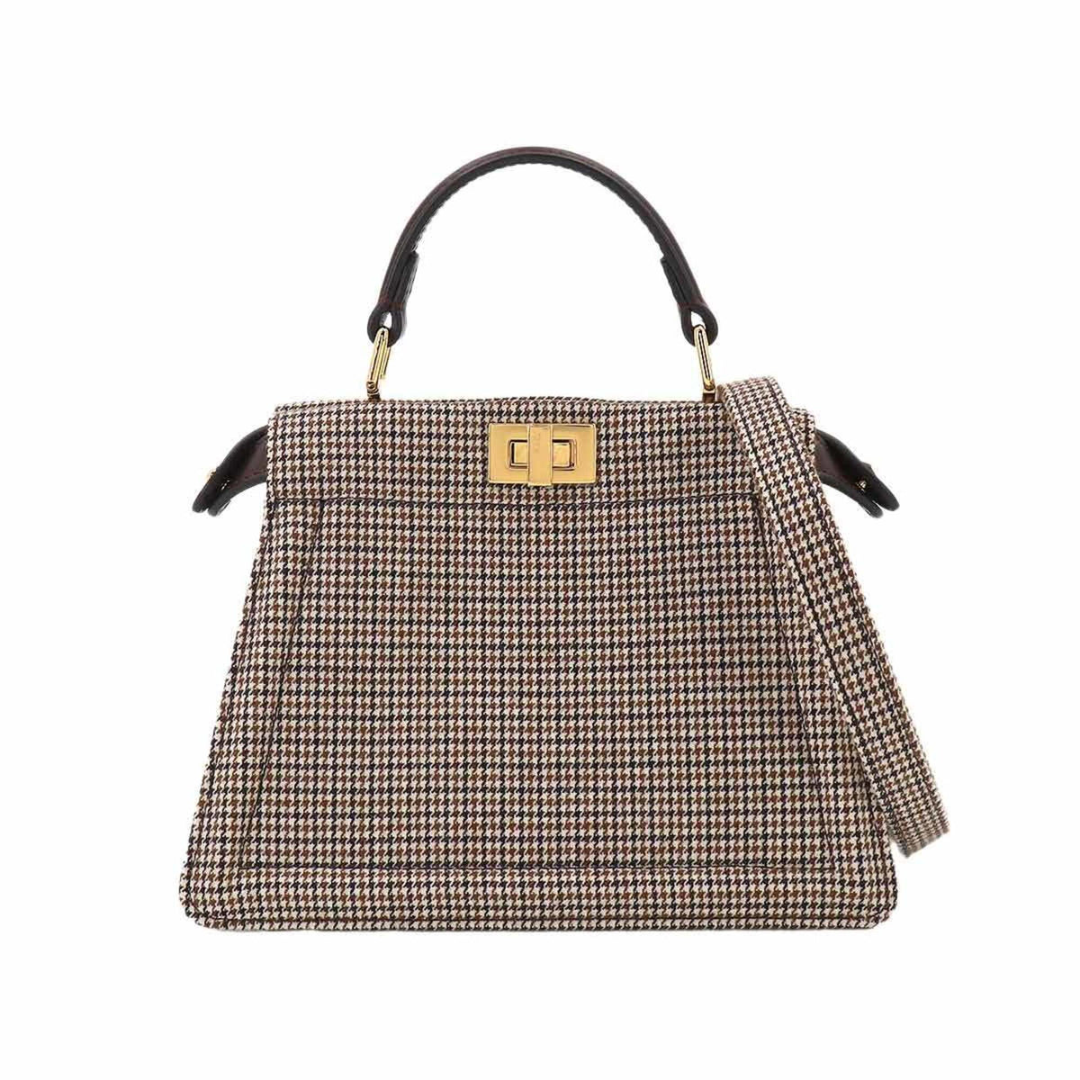 Fendi Peekaboo ISeeU Petite 2-way Hand/Shoulder Handbag, Canvas and Leather, Brown, 8BN335 — New - Store Return