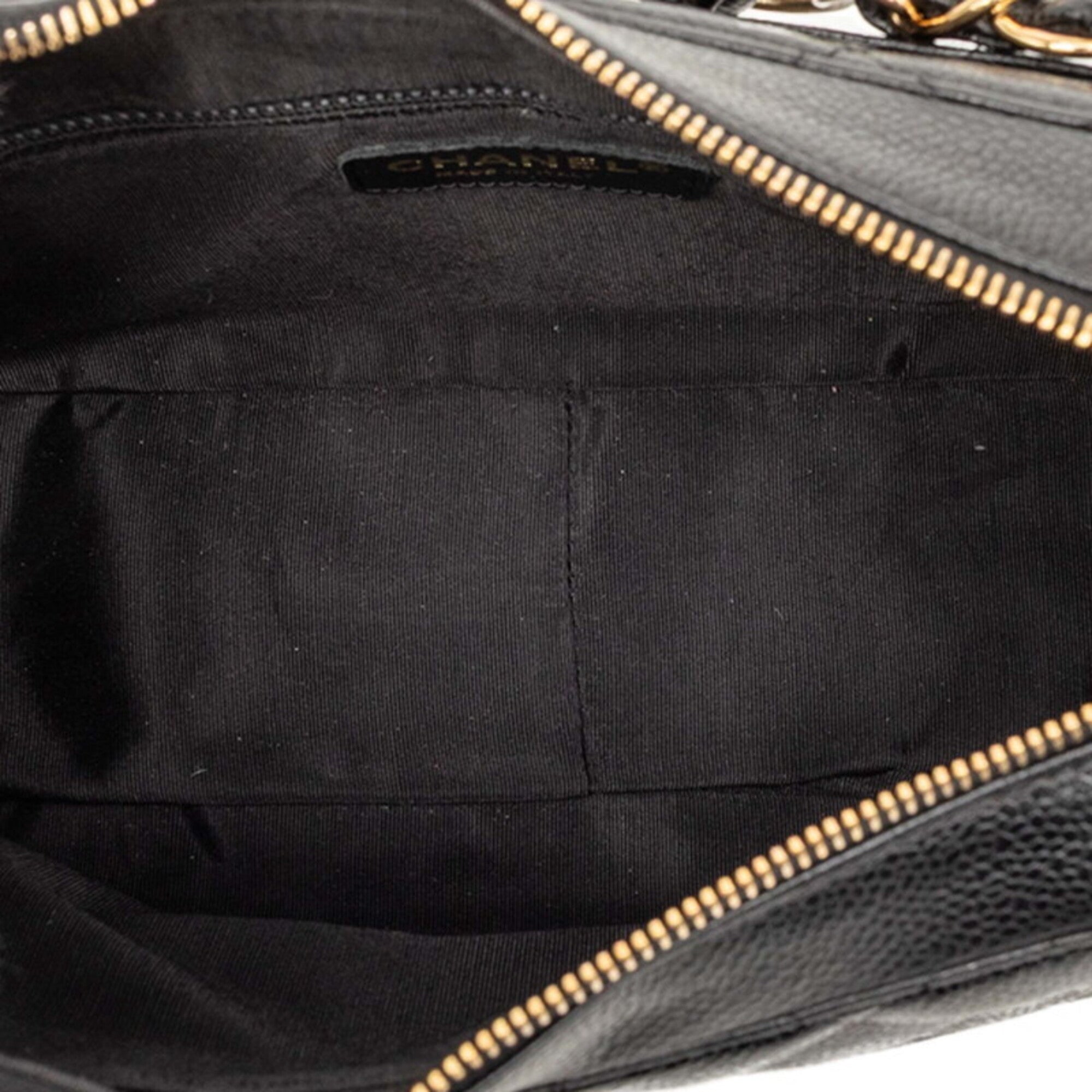 Chanel Coco Mark Matelassé Chain Shoulder Bag, One-Shoulder, Black Caviar Leather, Women's CHANEL — Like New