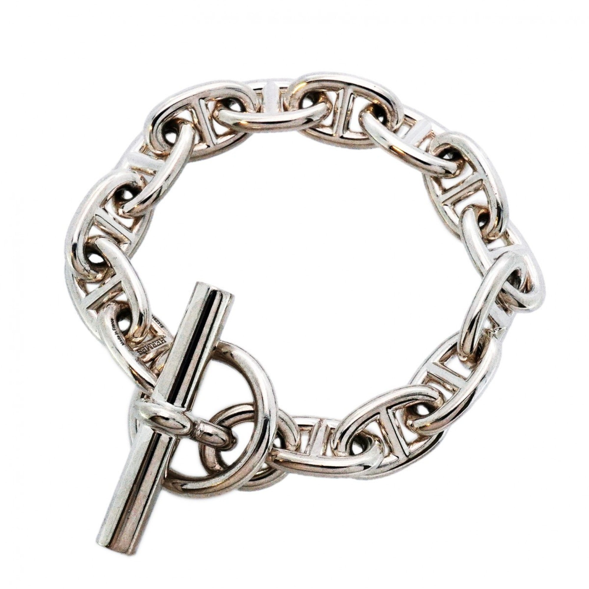 Hermes Chaine d'Ancre Bracelet, MM, 14 Links, Silver 925, Women's
