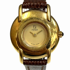 Fendi watch, total weight 21.8g, GP (gold plated) leather strap, quartz movement, beige dial, 400L — Good