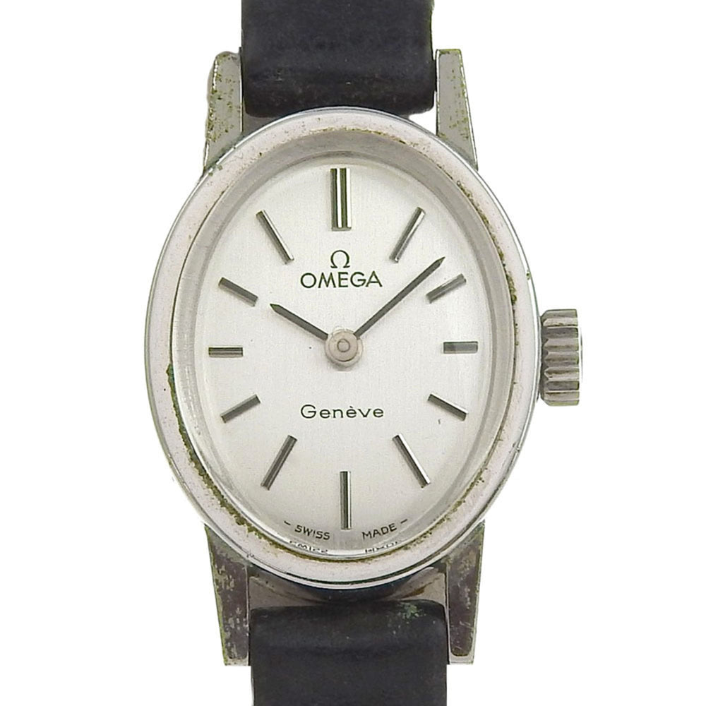 OMEGA Geneva Women's Watch, Caliber 485, Stainless Steel, Manual Winding, Analog Display, Silver Dial — Good