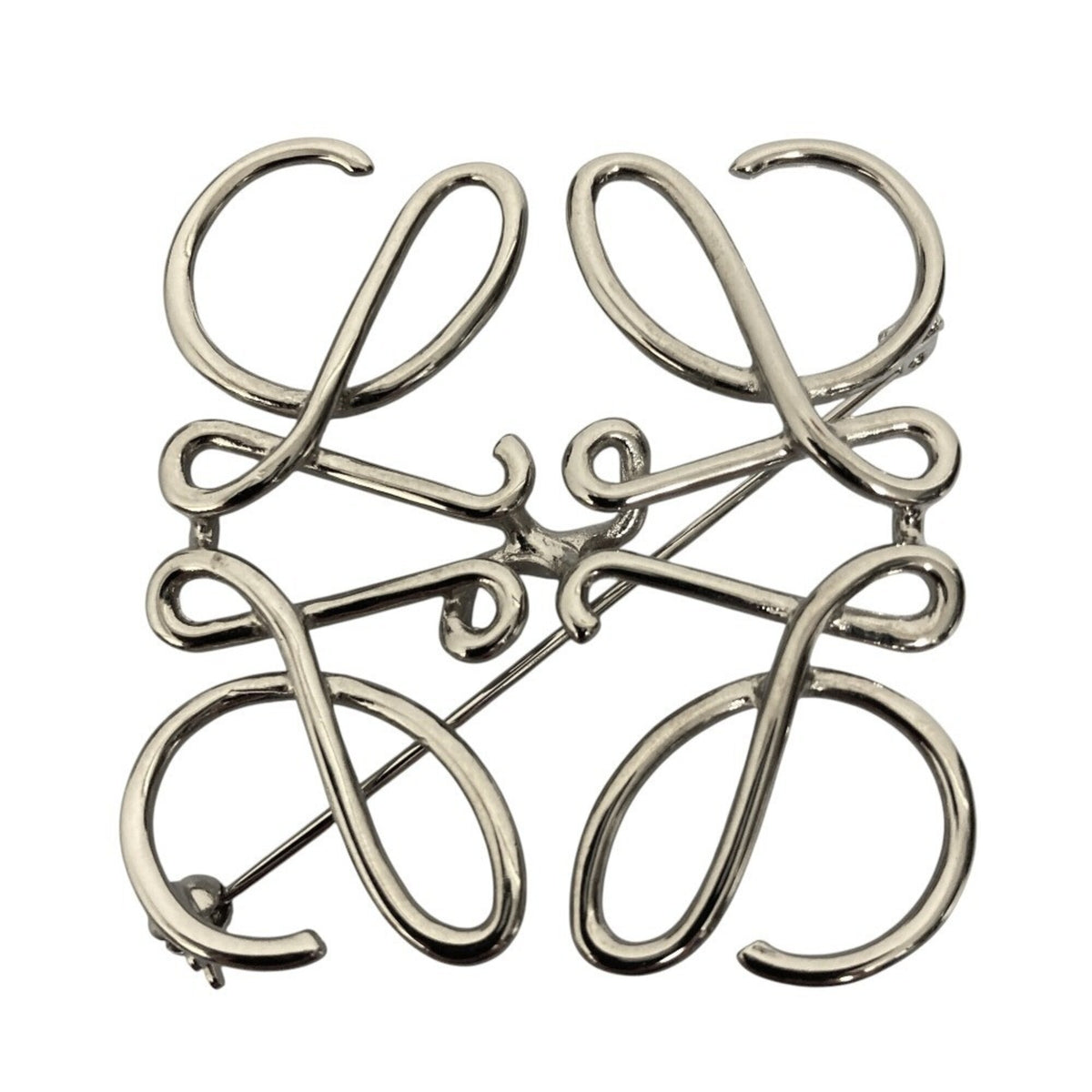 LOEWE Anagram Brooch, Silver Color, Women's — Like New
