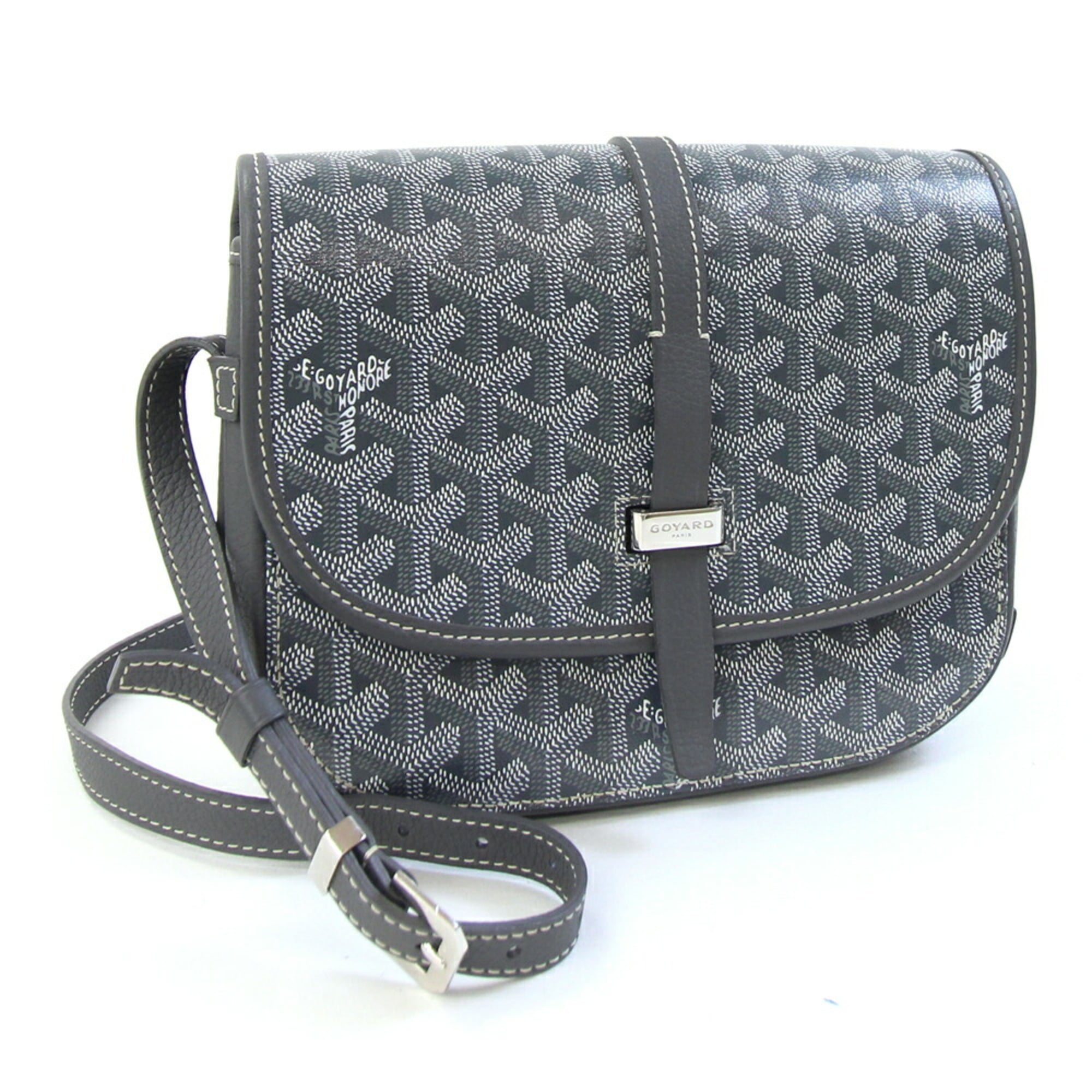 Goyard Belvedere Shoulder Bag BELVE3PMLTY51CG51P Gray Toile Leather Crossbody for Women