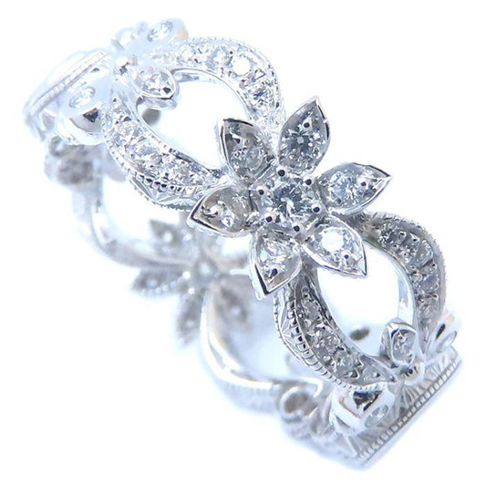 GUCCI Flora Ring, Diamond, #8, Flower Motif, 18K White Gold, Women's, 294308