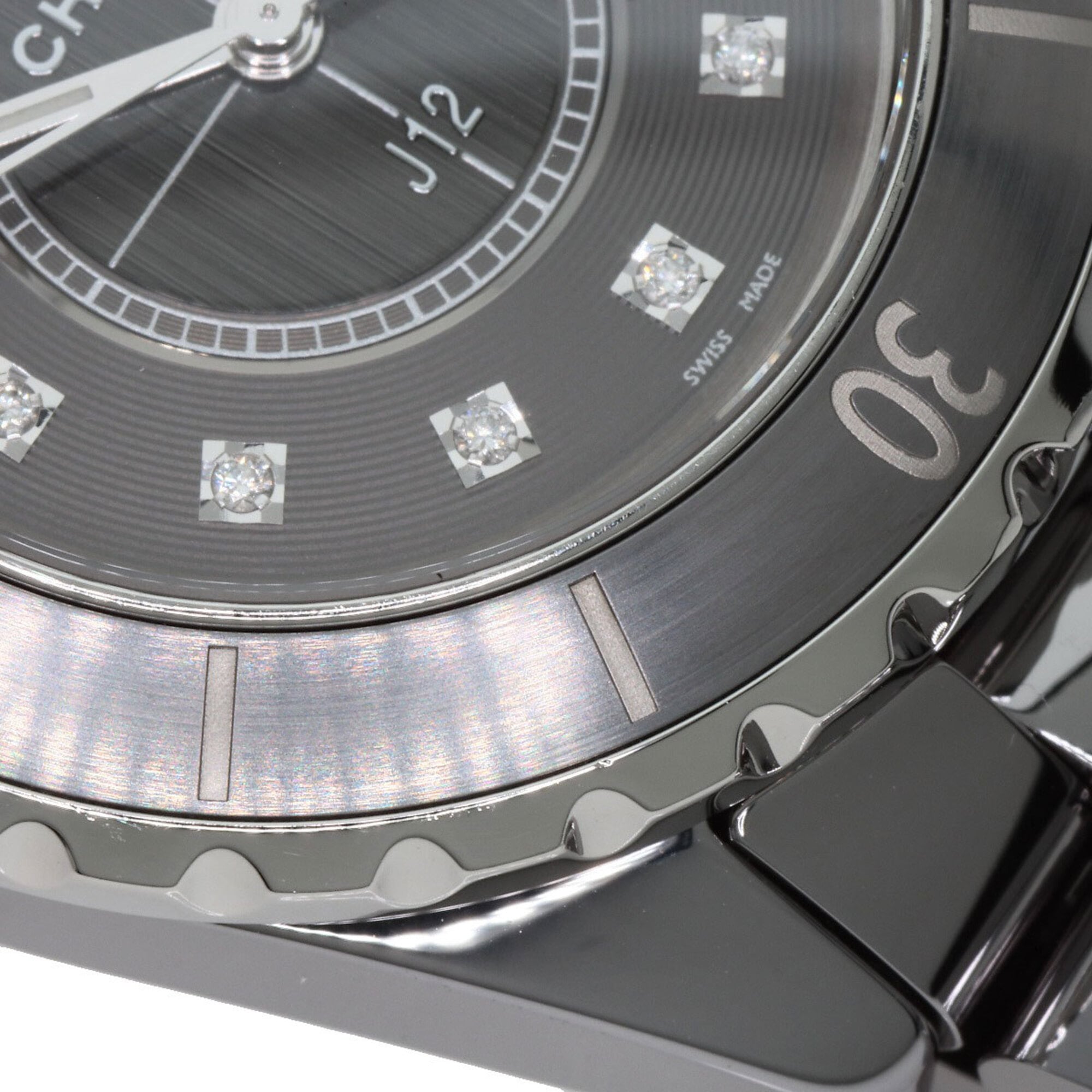 CHANEL H3241 J12 33mm Chromatic 12P Diamond Watch in Titanium Ceramic/Titanium Ceramic for Women — Very Good