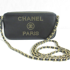 CHANEL Deauville Caviar Skin Wallet Chain Shoulder Bag Black Women's — Like New