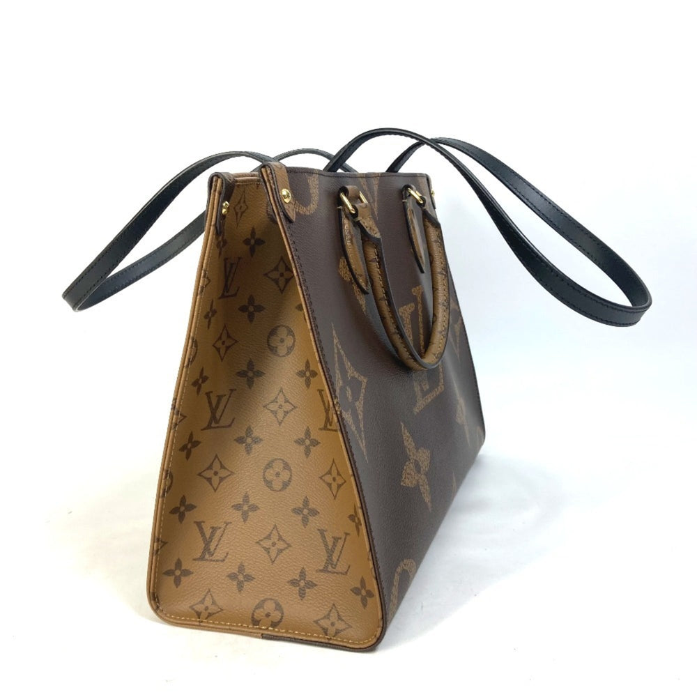LOUIS VUITTON Monogram Giant On the Go MM 2-Way Shoulder Bag/Tote Bag (M45321) in Canvas, Brown, Like New — Like New