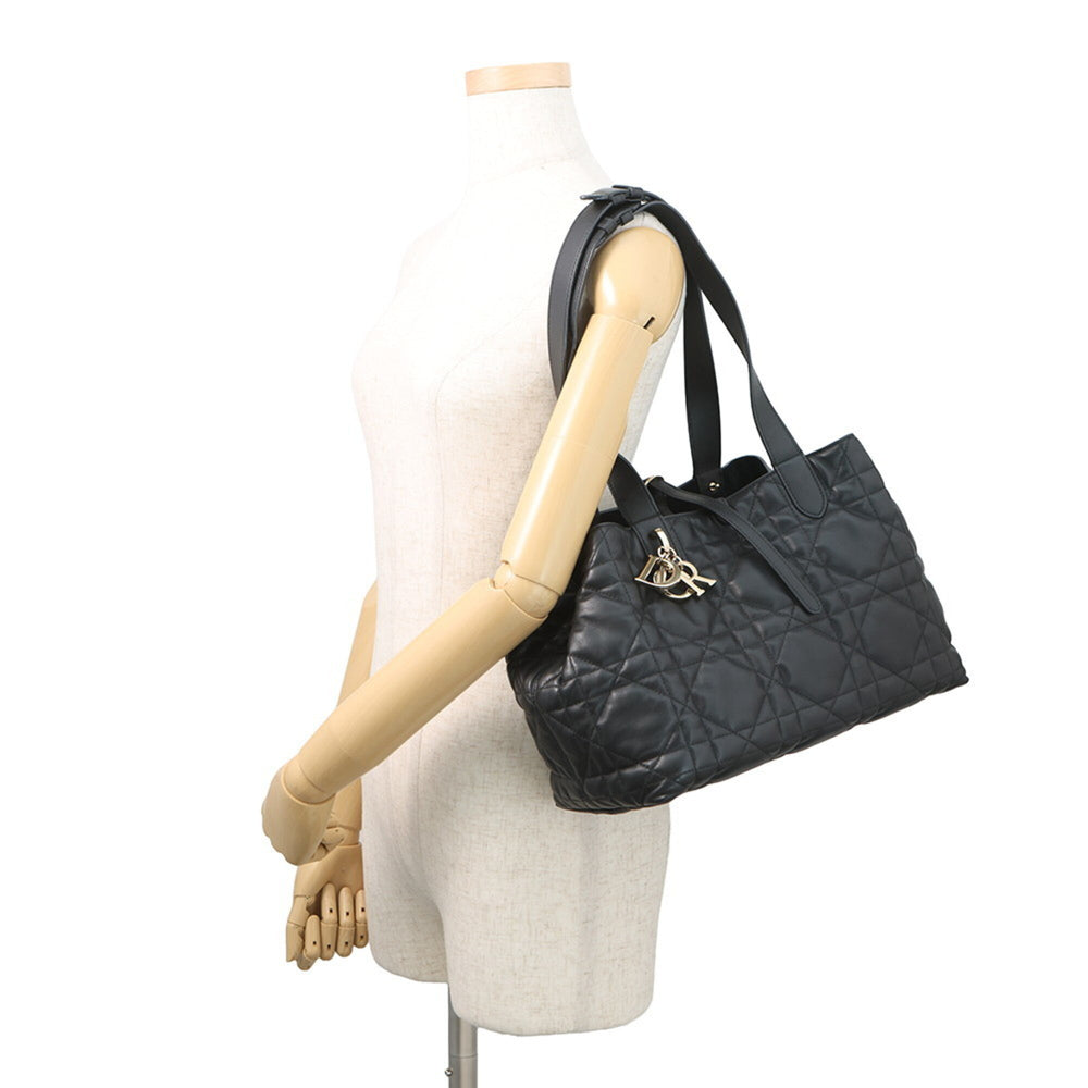 Christian Dior Macro Cannage Toujours Medium Leather Handbag M2821OSNW_M900 Black Women's — Like New