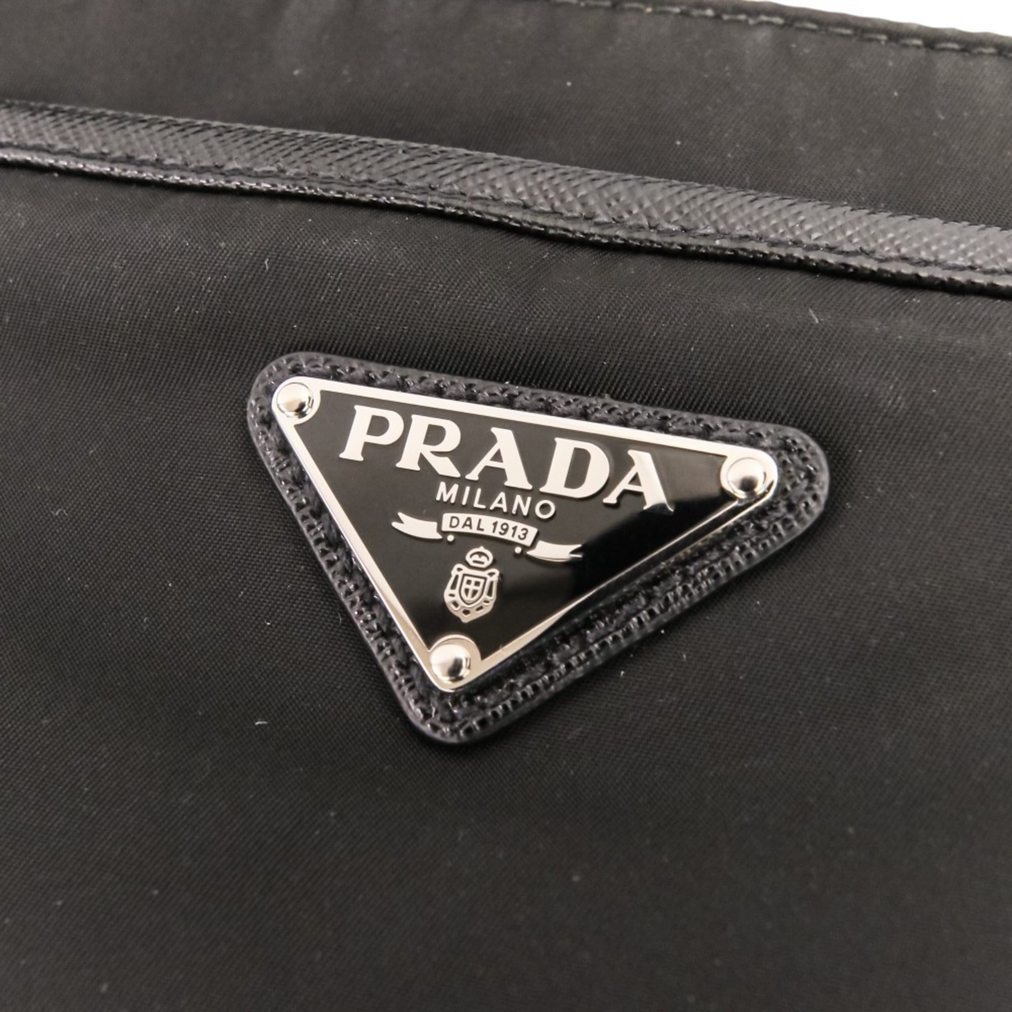 PRADA Re-Nylon Saffiano Leather Triangle Logo Plate Shoulder Bag 2VH118 Black (Men's & Women's) — Like New