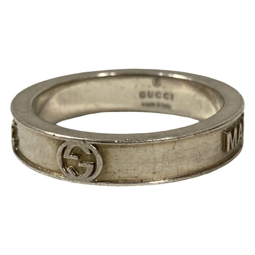 GUCCI Interlocking G Script Logo Ring, 925 Sterling Silver, Size 2, Men's — Like New