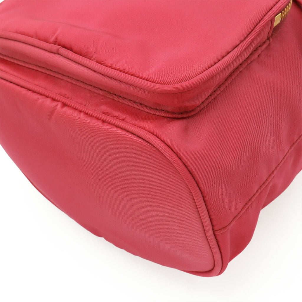 PRADA Prada handbag bucket bag shoulder nylon leather pink 1BH038