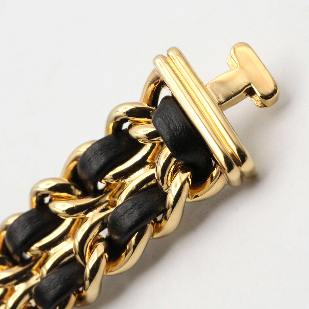 Chanel CHANEL Première M Wristwatch, Gold Plated (GP), Leather Strap, Women's, Black, H0001 — Very Good