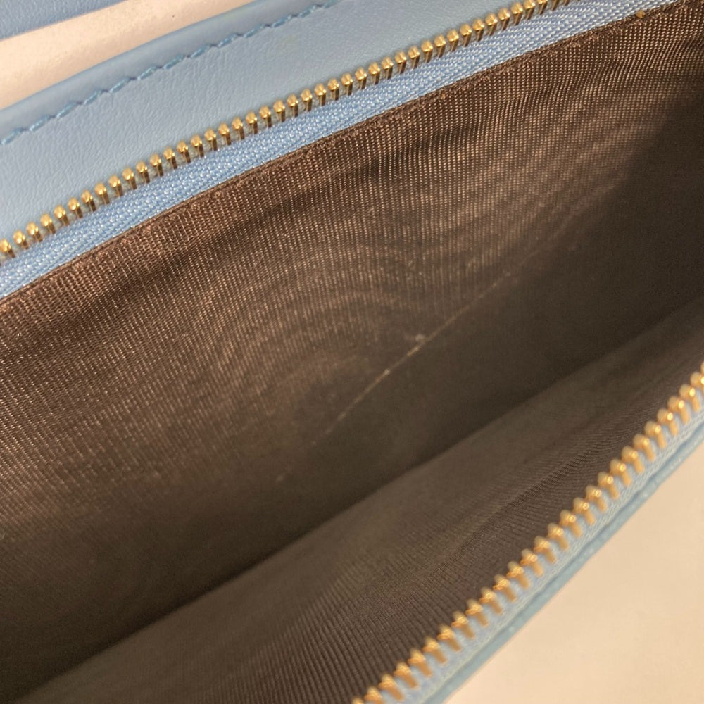 Gucci 466507 Micro Guccissima Bifold Long Wallet Crossbody Bag 3WAY Shoulder Bag blue — Like New