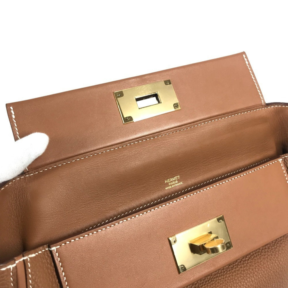 HERMES Sac 24, and Van Quatre 29 bags, 2-way handbags shoulder Togo, men's women's, gold, like new — Like New