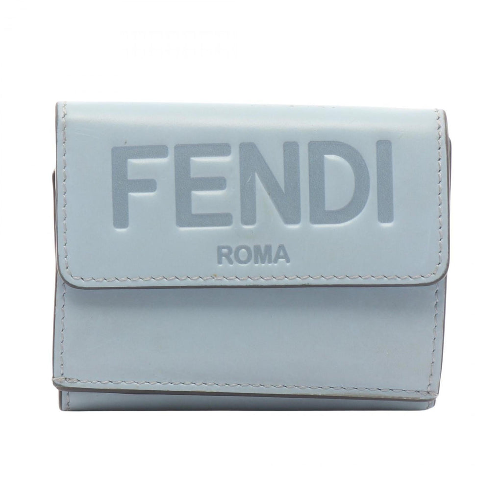 Fendi FENDI Logo Tri-fold Wallet, Leather, Women's, Blue, 8M0395