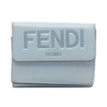 Fendi FENDI Logo Tri-fold Wallet, Leather, Women's, Blue, 8M0395