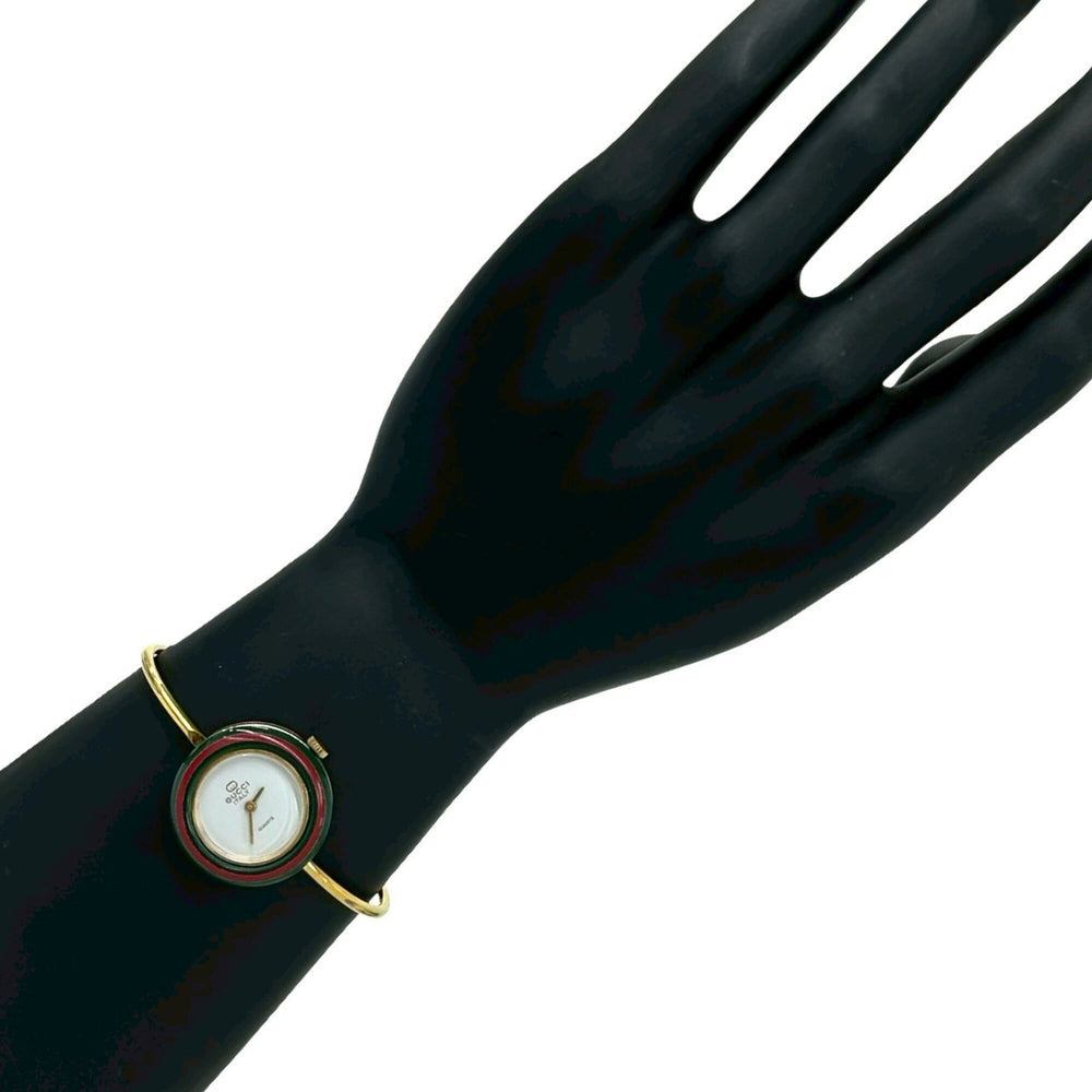 GUCCI Vintage Changeable Bezel Sherry Line GP Quartz Wristwatch Gold 32094 — Good