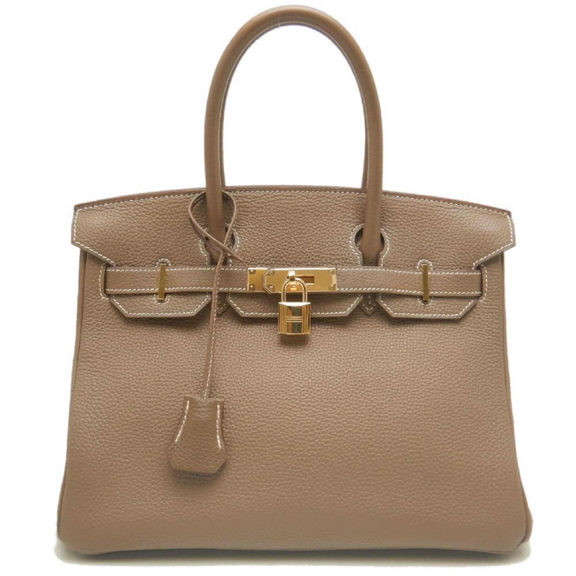 HERMES Birkin 30 Handbag, Togo Leather, Etoupe, Women's, 254088 — Like New
