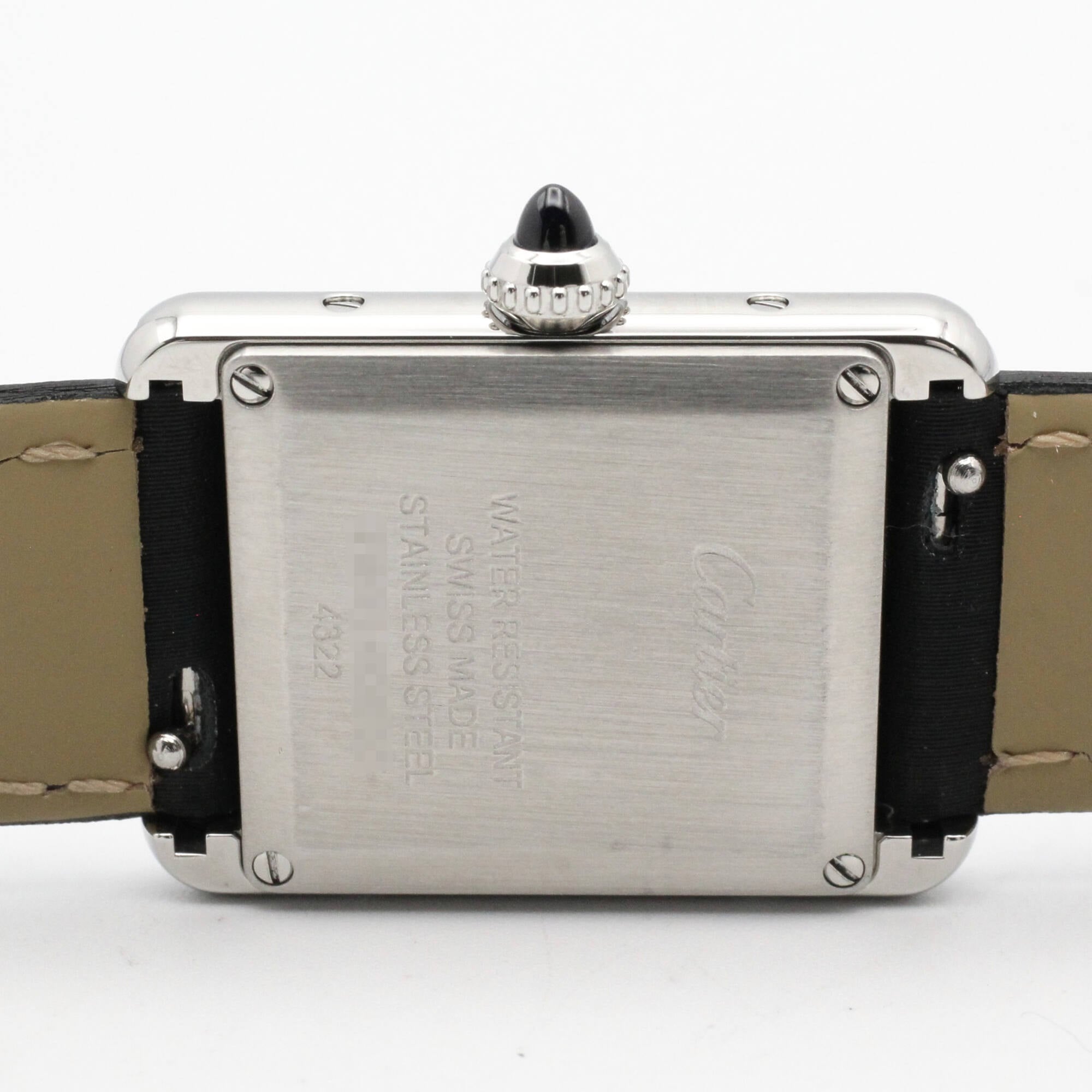 Cartier Tank Must SM Watch, Stainless Steel, Leather Strap, Diamond, Ladies, Silver Tone, W4TA0016 — Very Good