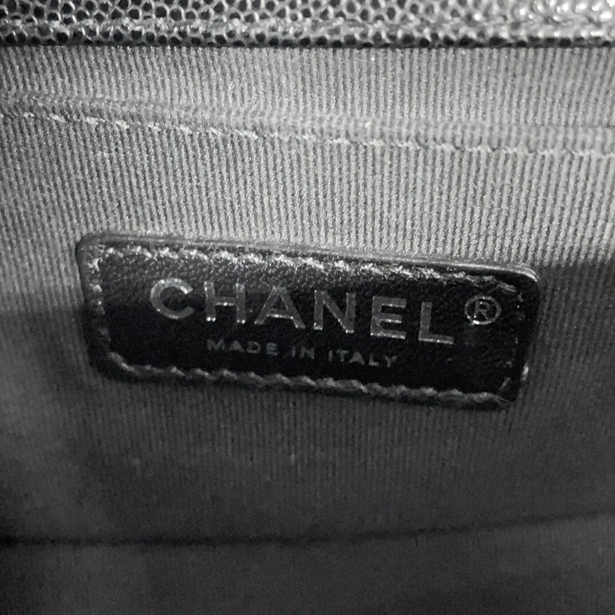 Chanel Chain Shoulder Bag Matelassé Coco Mark Boy Small Caviar Skin A67085 CHANEL Black Handbag Women's — Like New