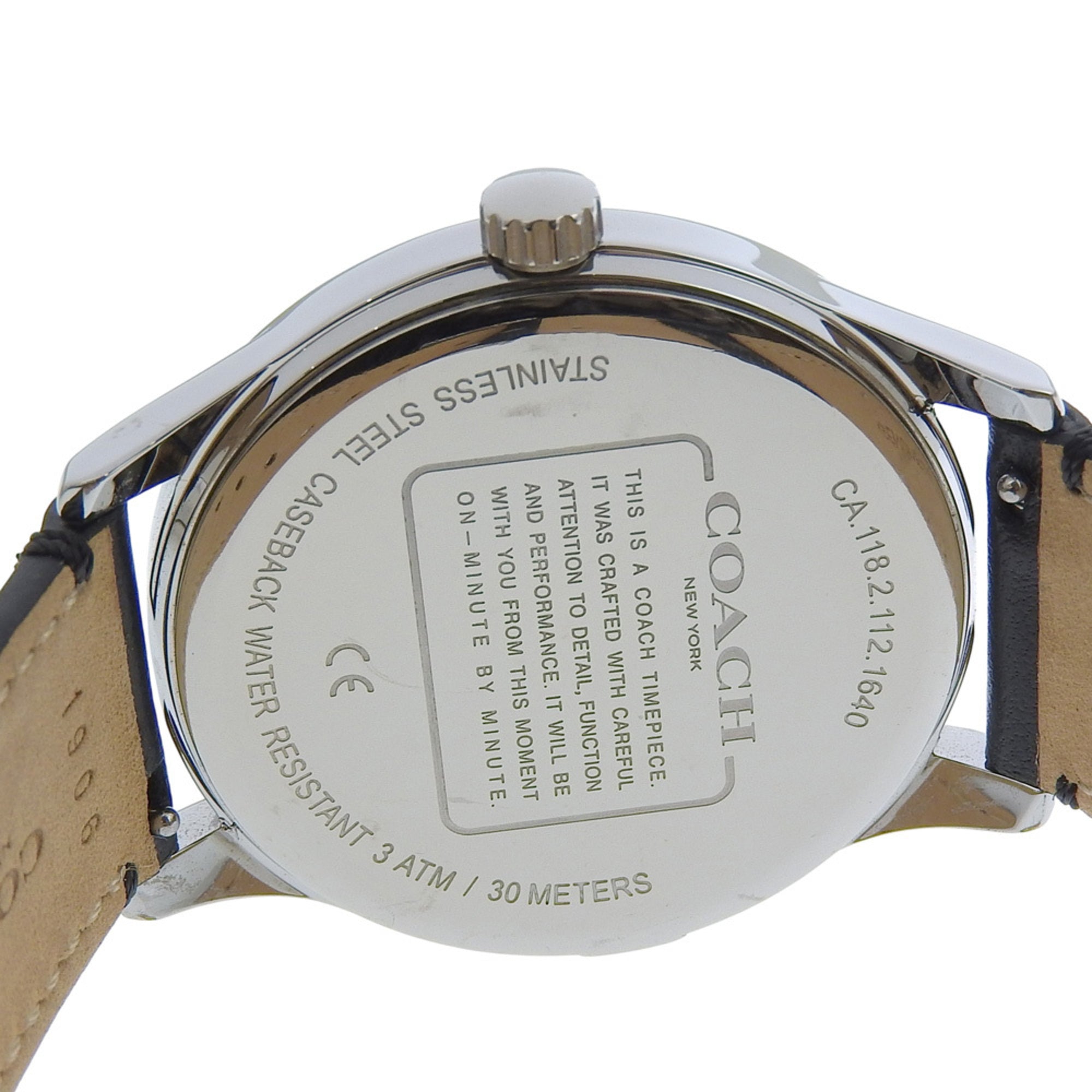 Coach watch CA.118.112.1640, stainless steel, quartz, analog display, blue dial, men's — Very Good