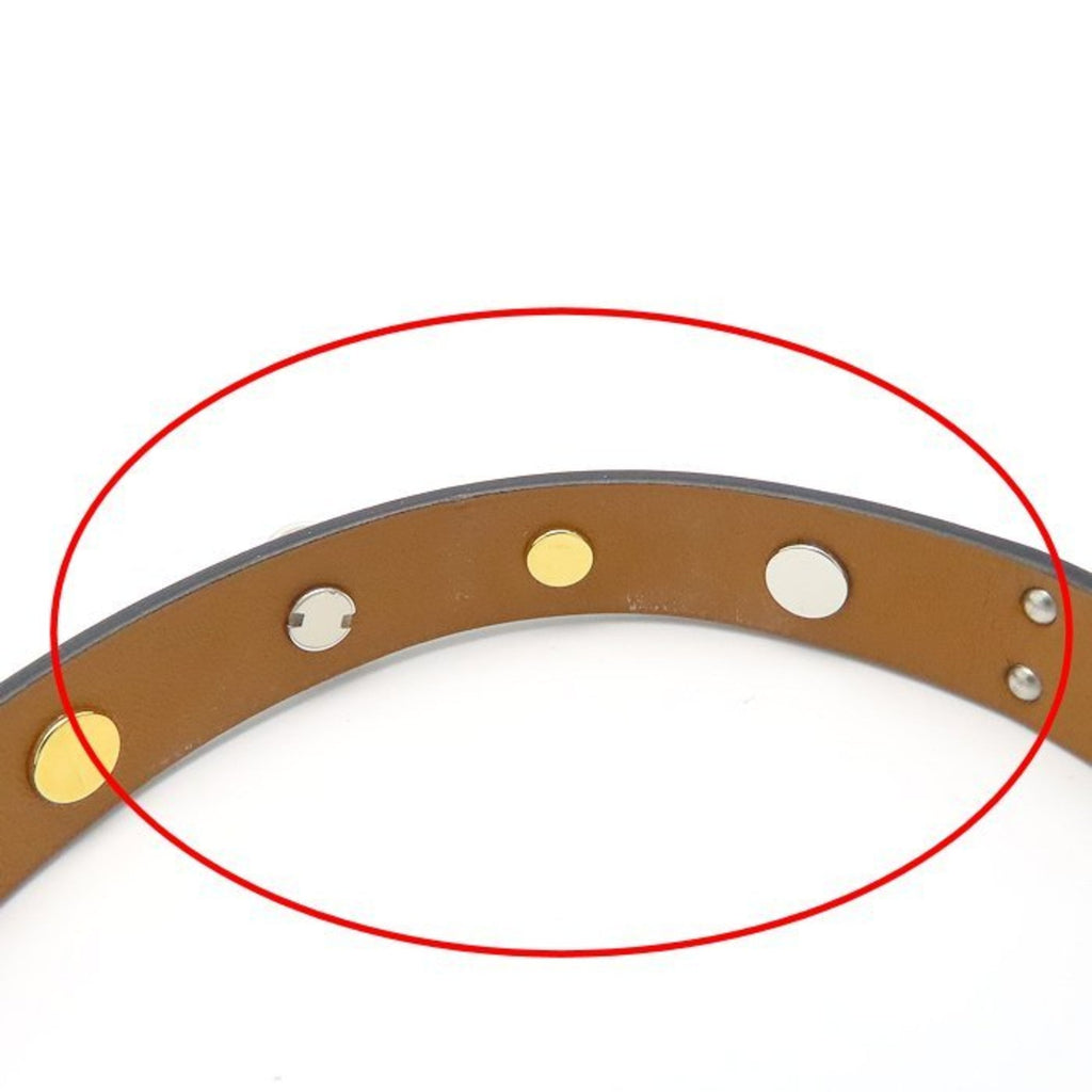 HERMES Mini Dog Square Crew Bracelet in Leather and Brass, Women's, 294928