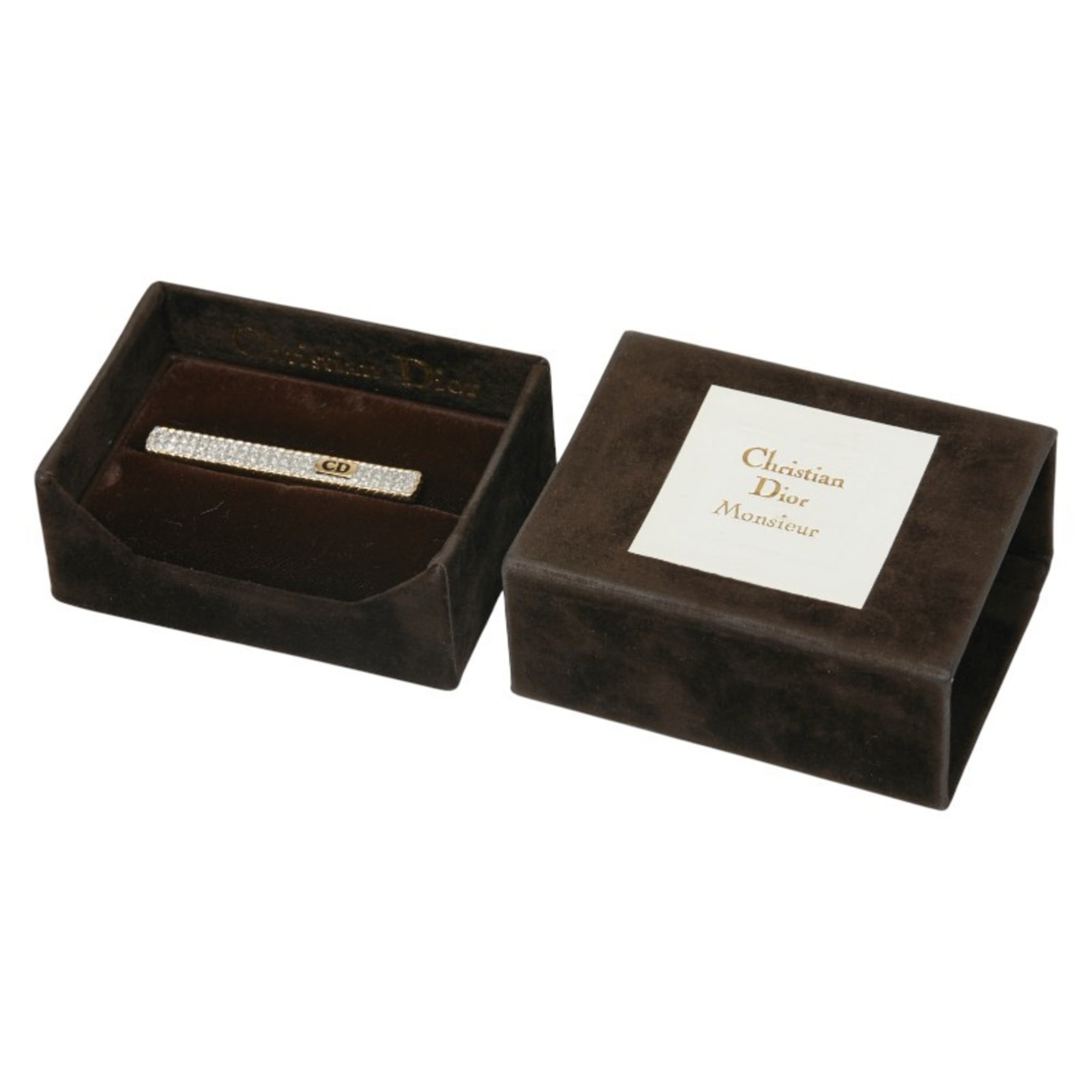 Dior CD logo clip tie clip, gold and silver plated, men's