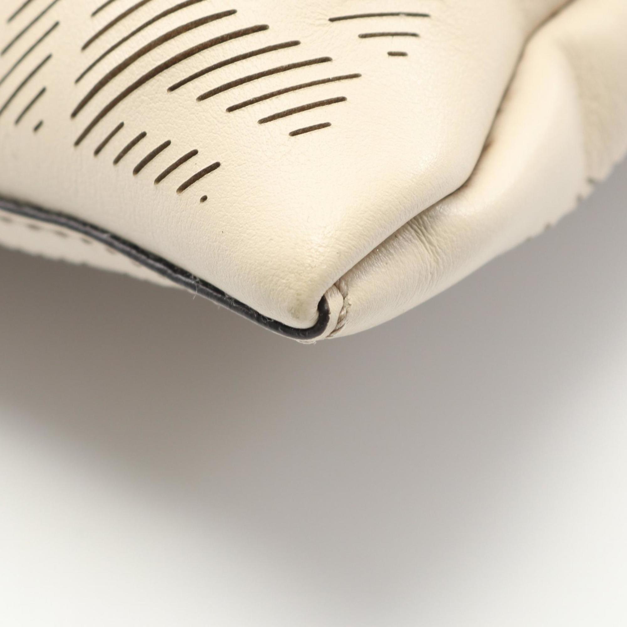 Fendi FF logo shoulder bag, leather, men's, white, 7VA604