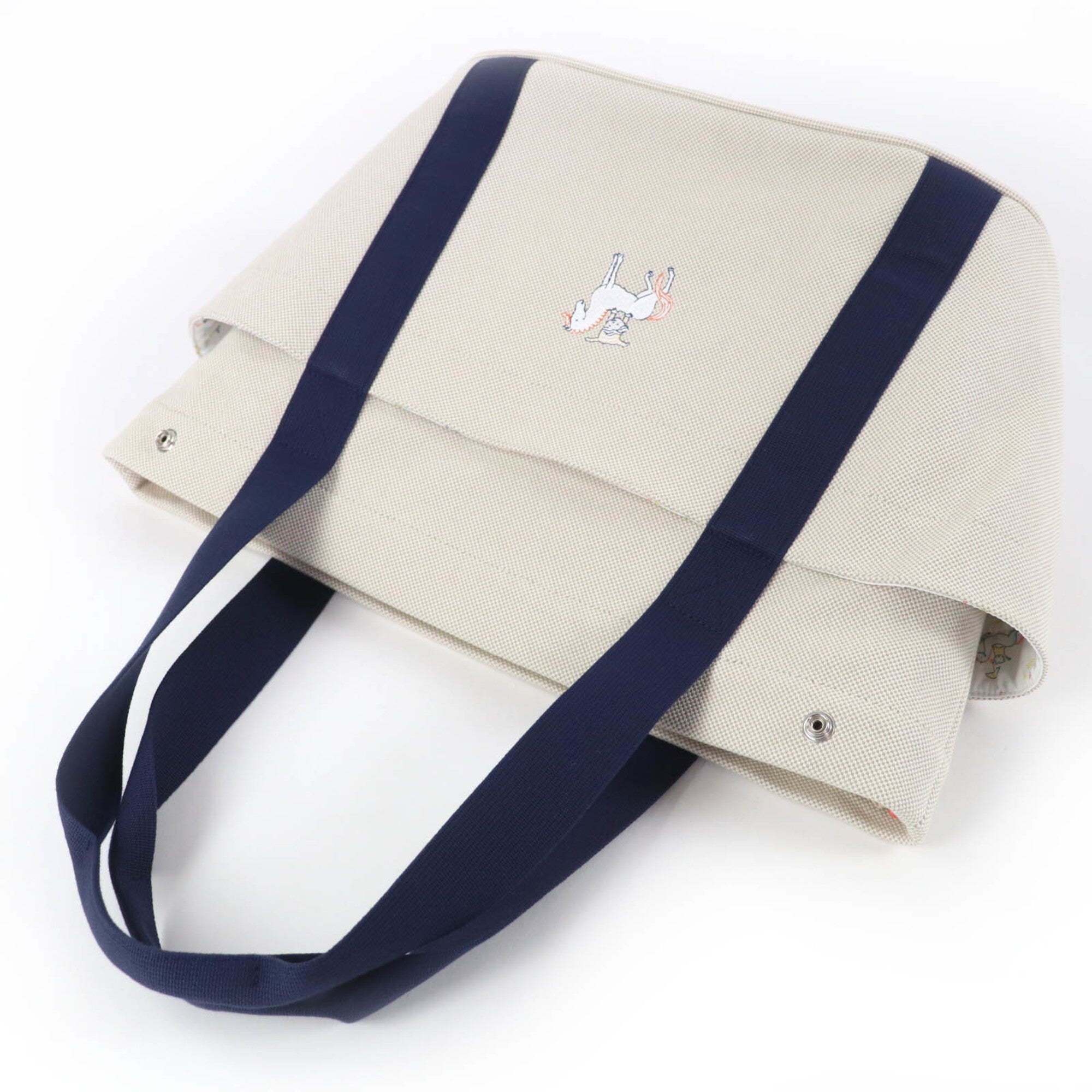 HERMES Cabriole Tote Bag, 100% Cotton, Gris Perle, Made in France, Women's — Like New