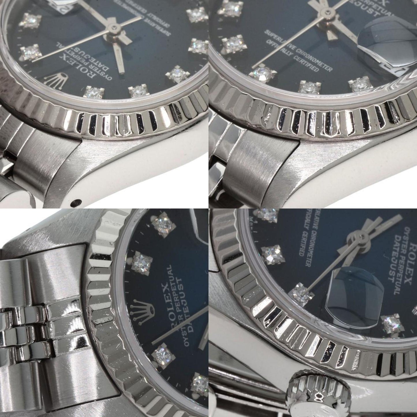 Rolex 69174G Datejust 10P Diamond Blue Gradient Watch Stainless Steel SS K18WG Ladies ROLEX
