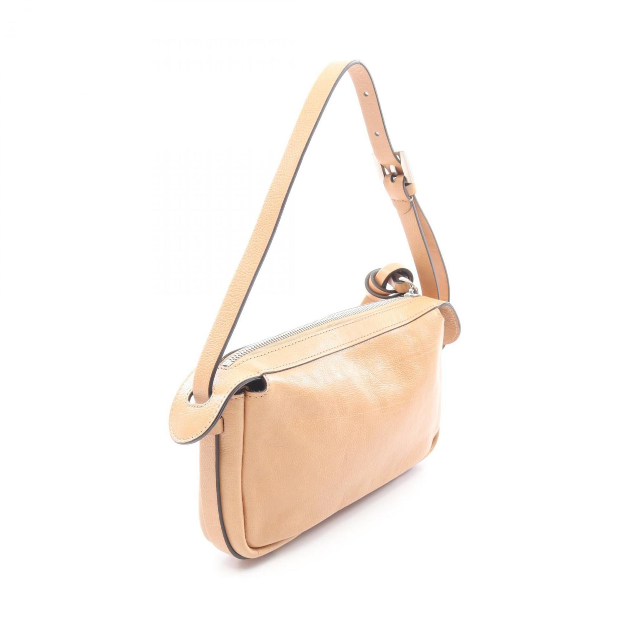 FENDI Simply FENDY Mini Shoulder Bag, Leather, Women's, Beige, 8BS097