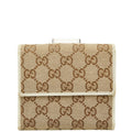 Gucci GG Canvas Bifold Wallet 212090 Beige Ivory Leather Women's GUCCI
