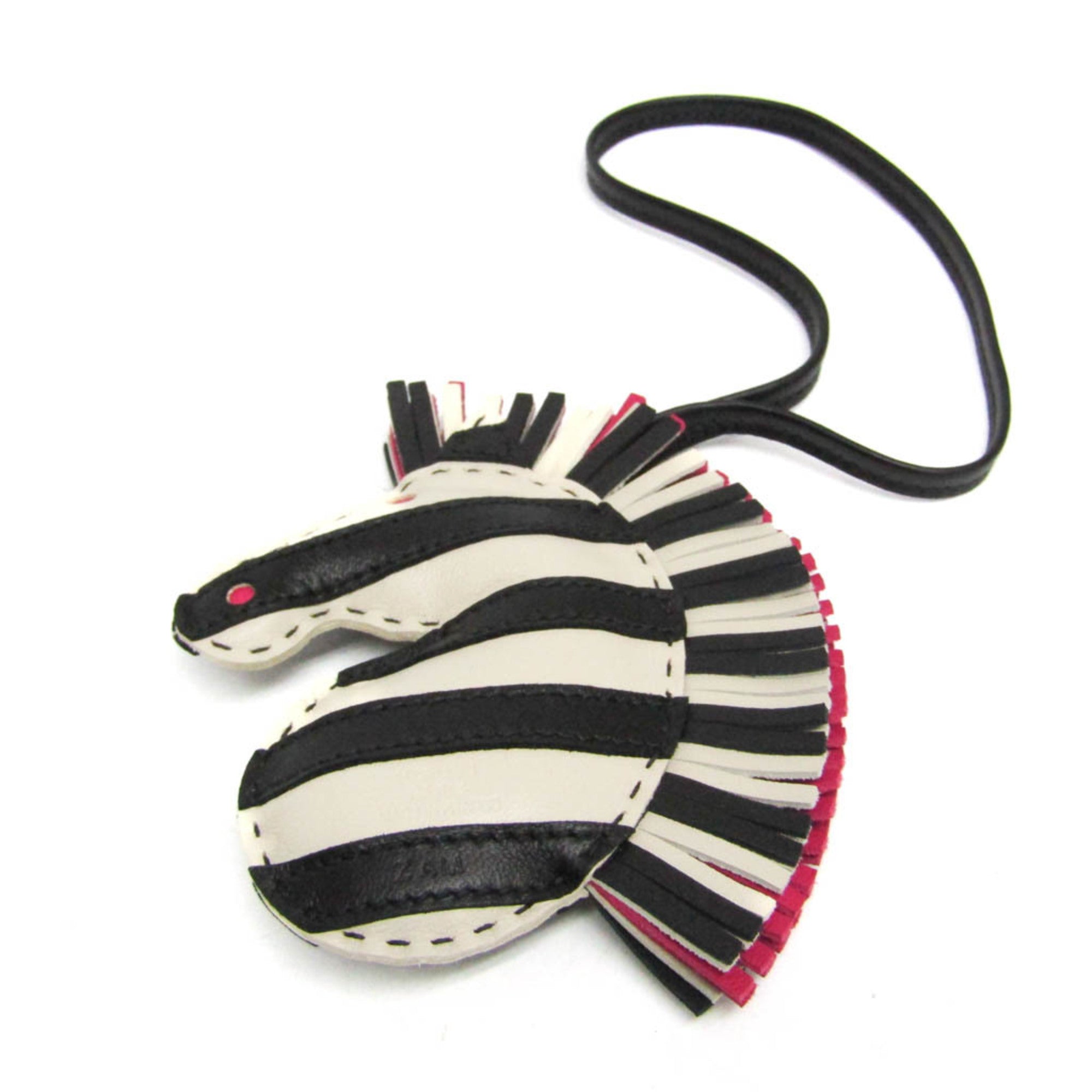 Hermes Agneau Milo Handbag Charm Black,Ivory,Pink GEE GEE SAVAN — Like New
