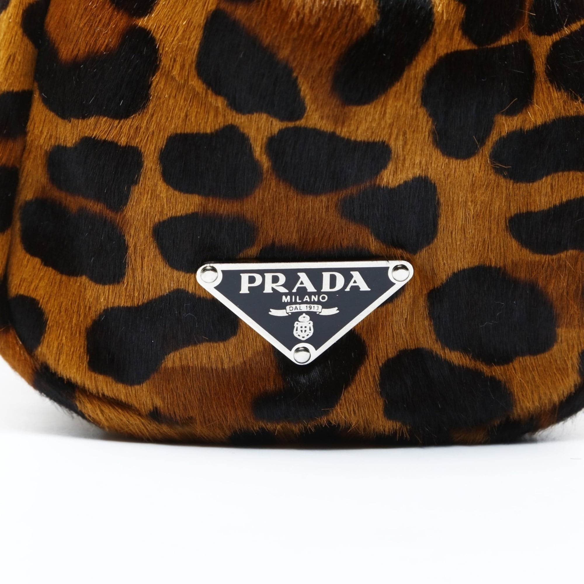Prada pony leopard print handbag in brown
