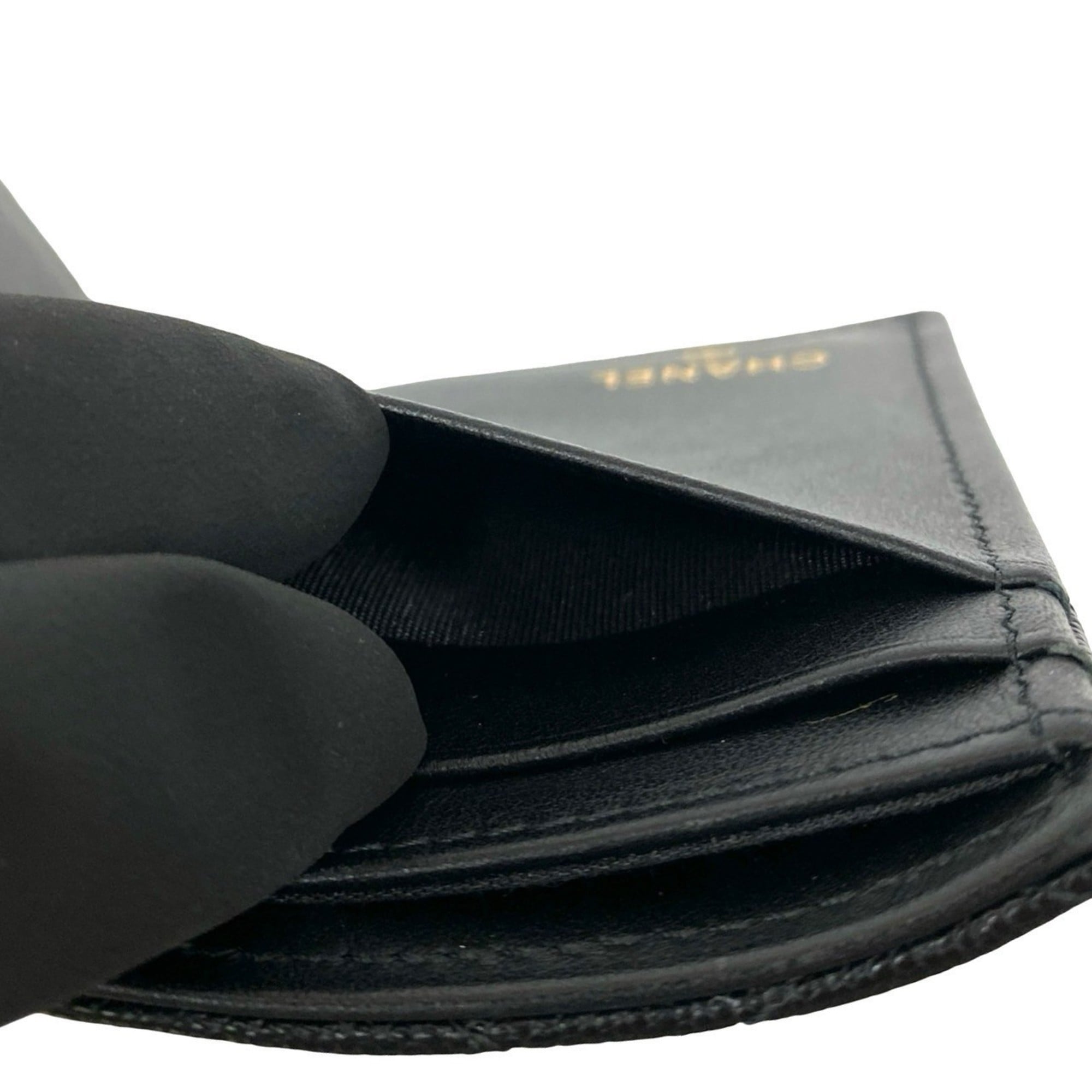 CHANEL Boy Chanel Coco Mark Caviar Leather Tri-fold Wallet, Black, 41144