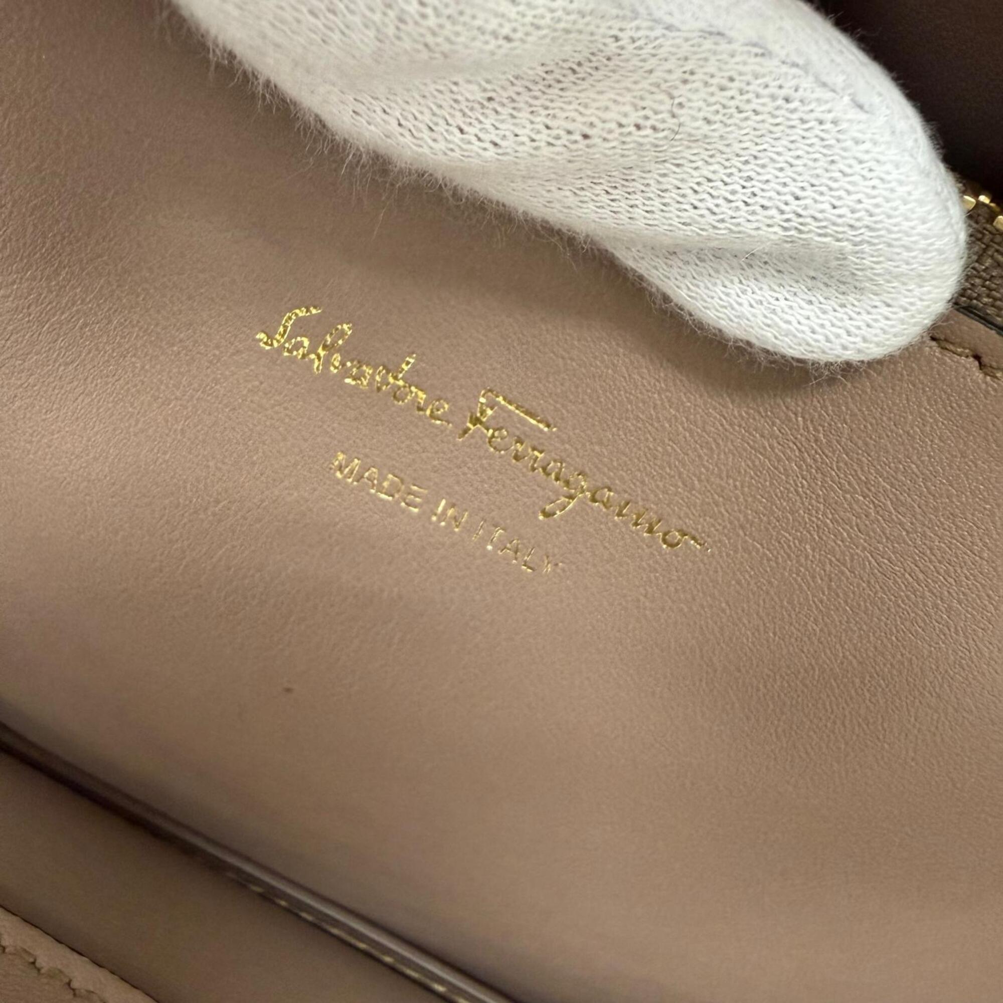 Salvatore Ferragamo Studio Gancini Soft Leather 2-Way Shoulder Bag/Handbag, Brown, Made in Italy, Women's, with Dust Bag — New - Store Return