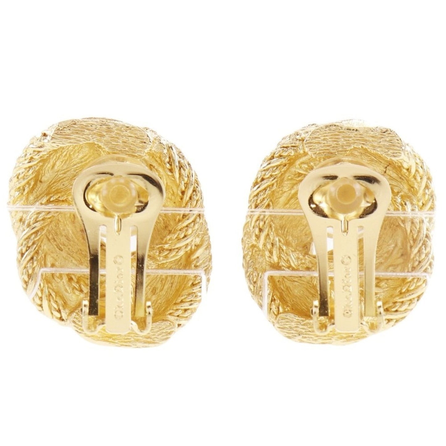 Christian Dior Earrings, Gold Plated with Rhinestones, Approx. 28.4g, Women's