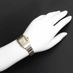 Cartier Santos Galbee SM W20012C4 Two-Tone Ladies' Watch, Ivory & 18K Yellow Gold, Quartz Watch — Very Good