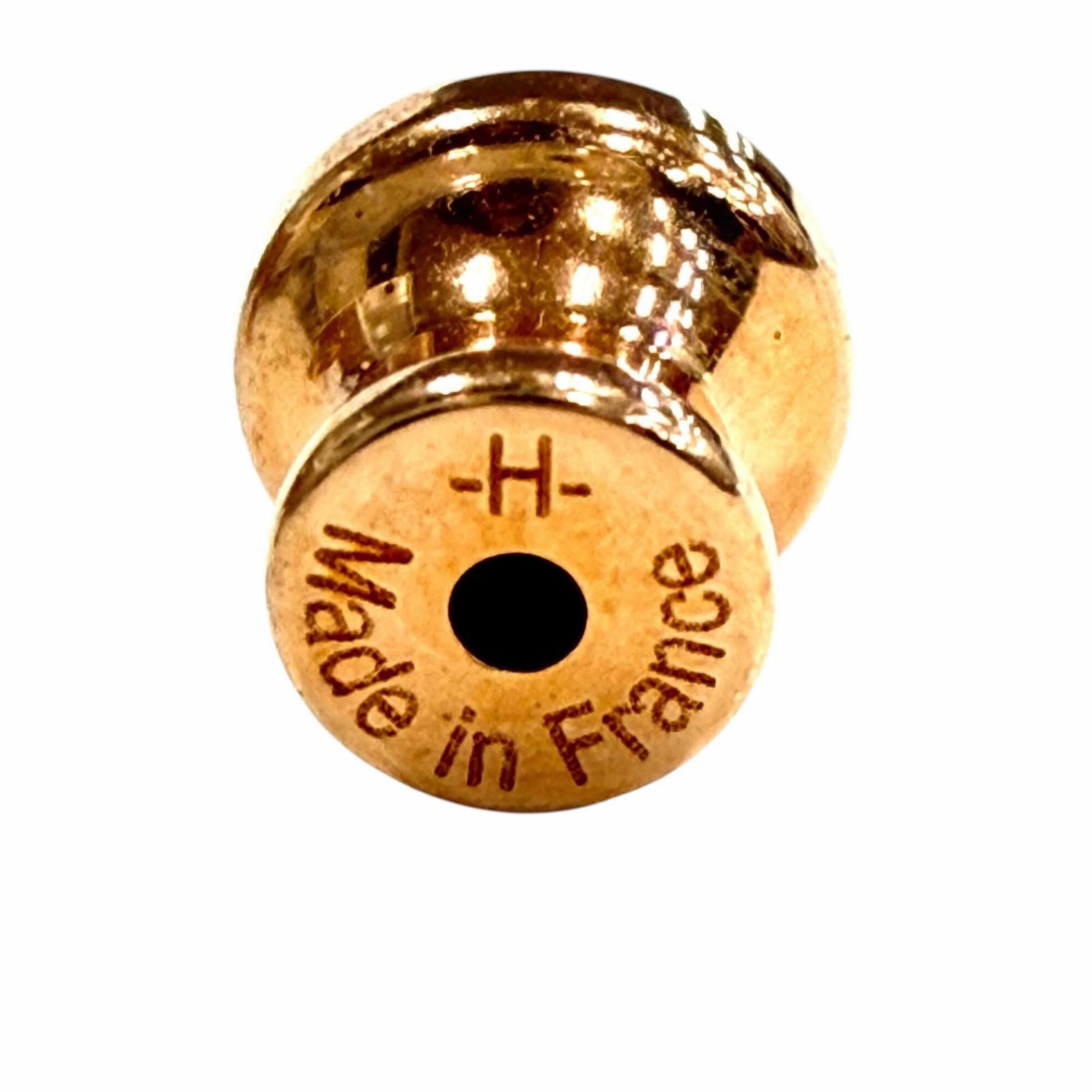 HERMES Mini Pop H Marron Glacé Rose Gold Earrings, Made in France, Women's, with Box and Dust Bag — Like New