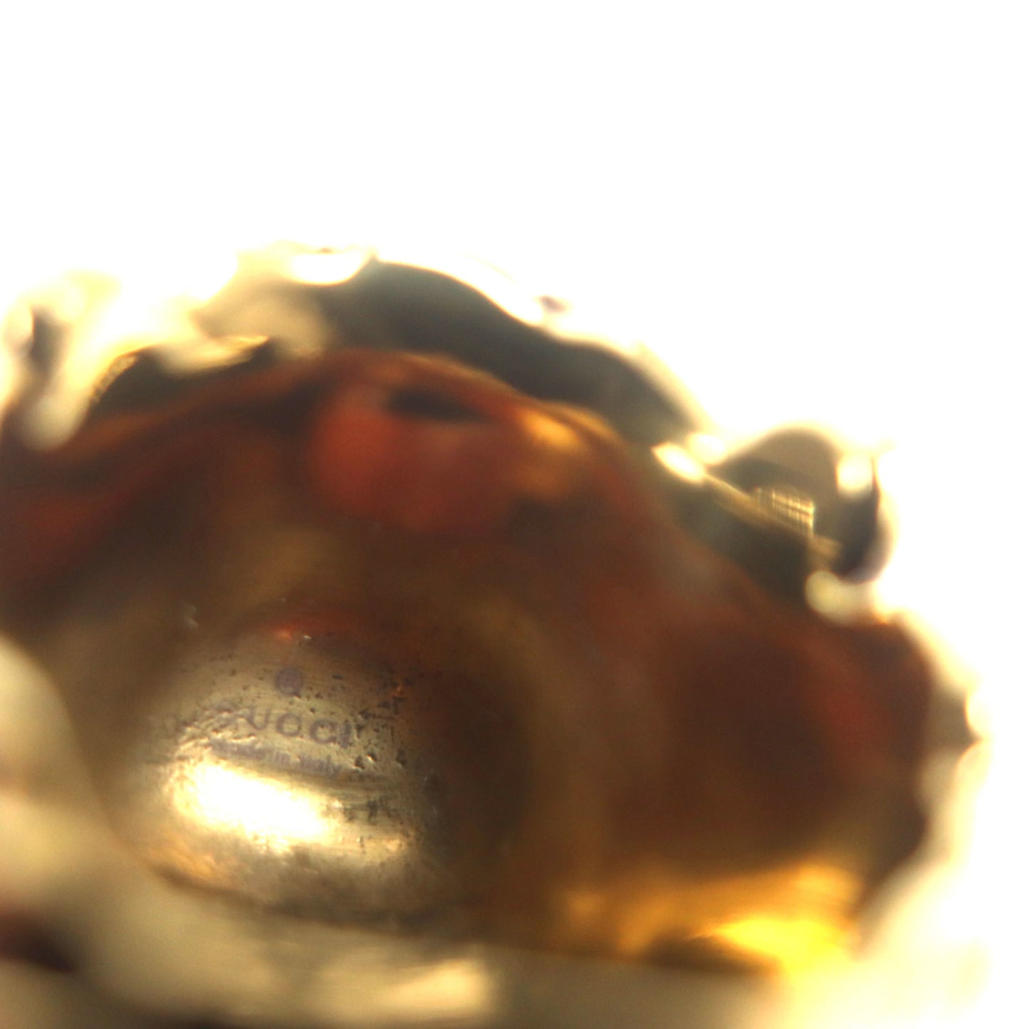 GUCCI Lion Head Ring with Color Stones, Gold and Black, Size 16, Comes Box Dust Bag, Made in Italy, Men's