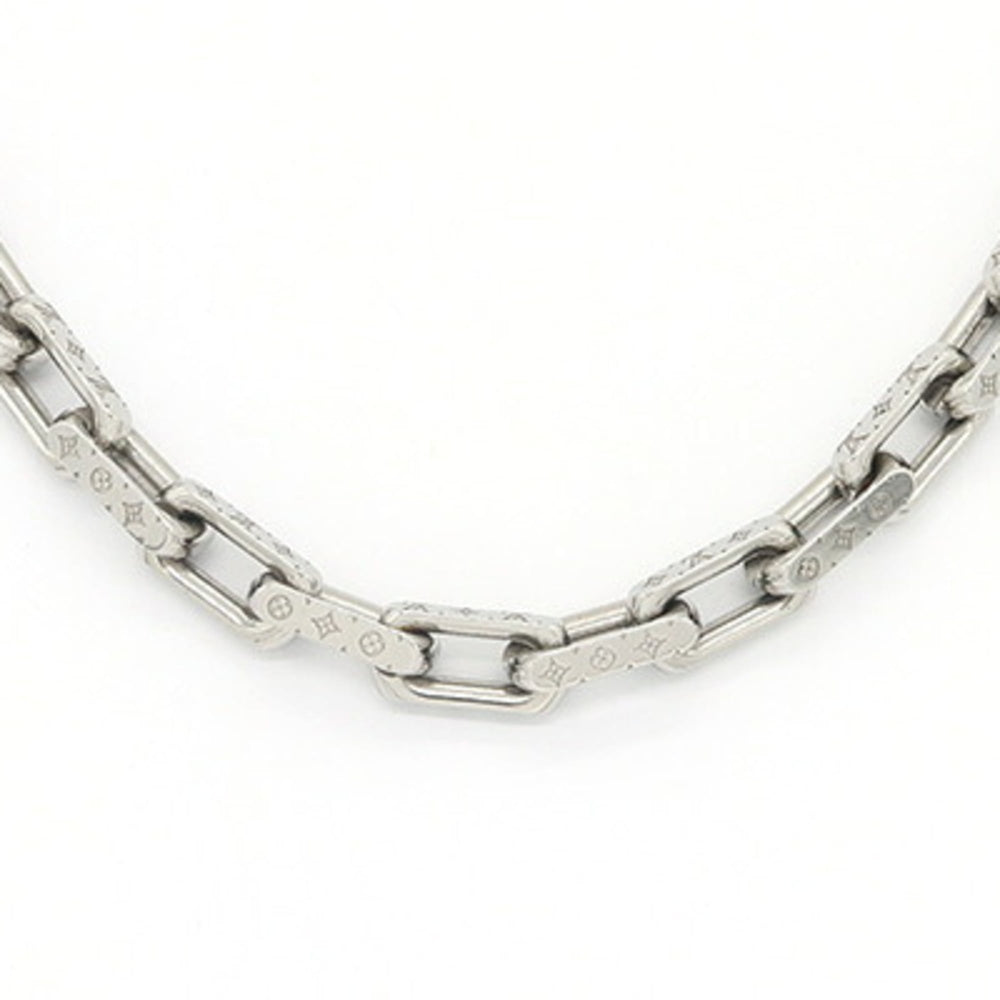 Louis Vuitton Monogram Necklace Chain M00307 Silver Metal Heavyweight Men's — Like New